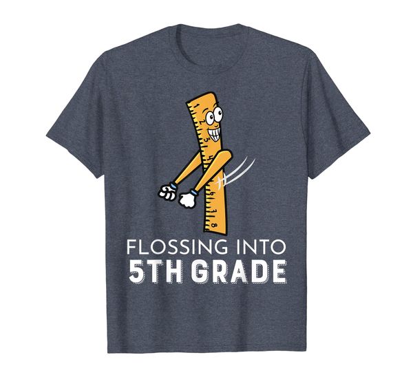 

flossing into 5th grade - funny back to school tshirt, White;black