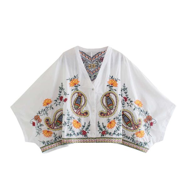 

autumn women's embroidered loose cloak shirt, Black;brown