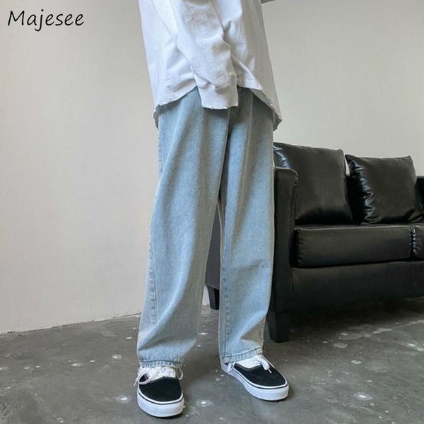 

men's jeans men autumn male trousers cozy breathable retro loose all-match korean trendy streetwear students ulzzang chic wide leg 3xl, Blue