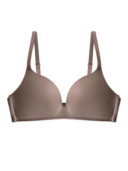 

bras ladies bra seamless and comfortable one-piece non-wireless ab cup simple three-quarter solid color adjustable shoulder stra, Red;black