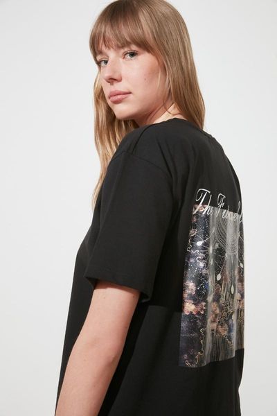 

women's t-shirt trendyol printed boyfriend knitted twoss21ts1572, White