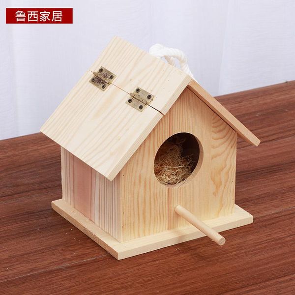

wooden bird house breeding box nest chalet manual bed outdoor hanging decoration garden accessories cages