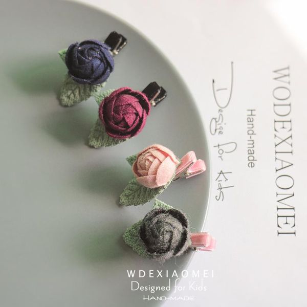

cute tiny flower hair clip pin women girls sweet hairgrips mini rosebud woolen floral barrette fashion kid accessories, Slivery;white