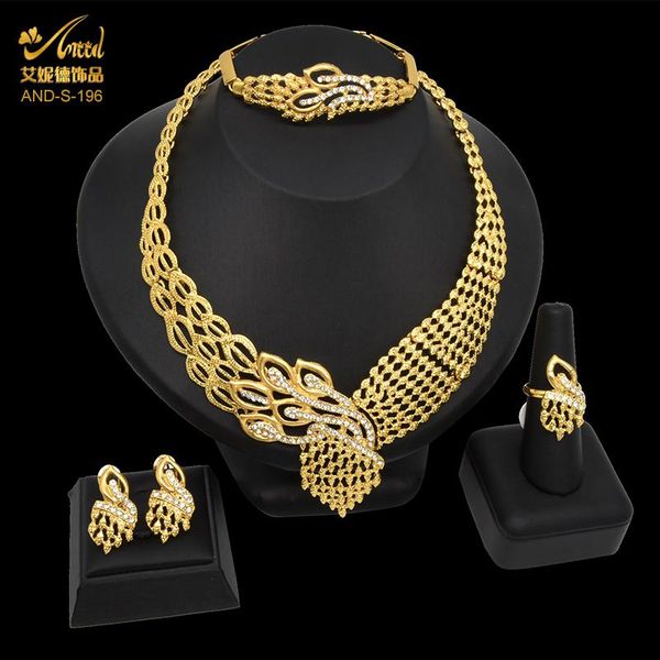 

earrings & necklace aniid jewelry sets women ring bracelet gold plating nigeria ethiopian wedding bridal brazilian fashion rarring dubai, Silver