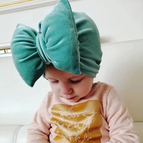 4pcs morbido velluto babys fasce grande bowknot carino autunno ragazza infantile headwrap fasce per capelli appena nati accessori per capelli per bambini di natale