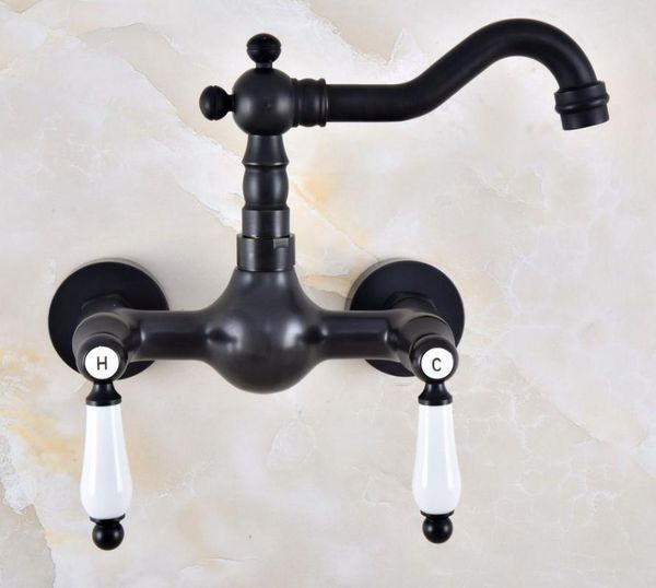 

bathroom sink faucets black oil rubbed bronze kitchen faucet mixer tap swivel spout wall mounted two handles mnf858