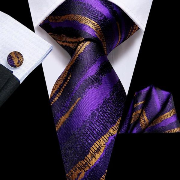 

bow ties business purple striped novelty silk wedding tie for men handky cufflink mens necktie fashion designer party drop hi-tie, Black;gray