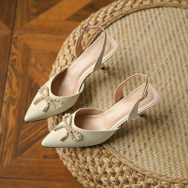 

sandals royesic, women's sandal 2021, french retro, high heel, pearl, bow, leather handmade, size 34-43, Black