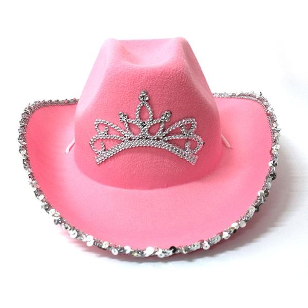 

berets 2021 fashion western tiara cowgirl hat girl pink cowboy cap holiday costume party women's winter fedoras, Blue;gray