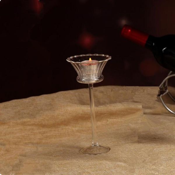 

12pcs/pack 8*16cm glass candle holder stand table decotaive diameter=8cm height=16cm goblet shaped wedding props holders