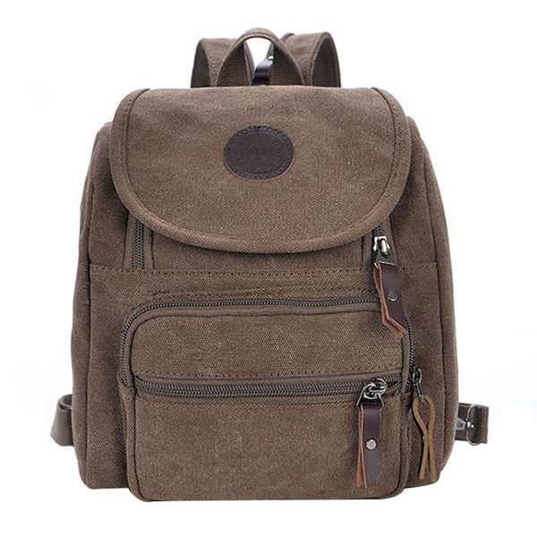 

backpack fashion canvas women school bag small student female shoulder bag, brown