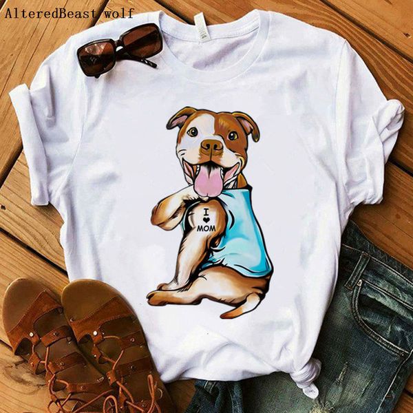 

women's t-shirt i love mom dog printed t-shirt women summer fashion casual clothes harajuku kawaii tee girl t shirt rr7q, White