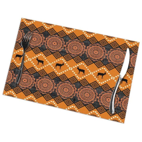 

mats & pads 6 pcs placemat floral african print fabric table tableware kitchen tool