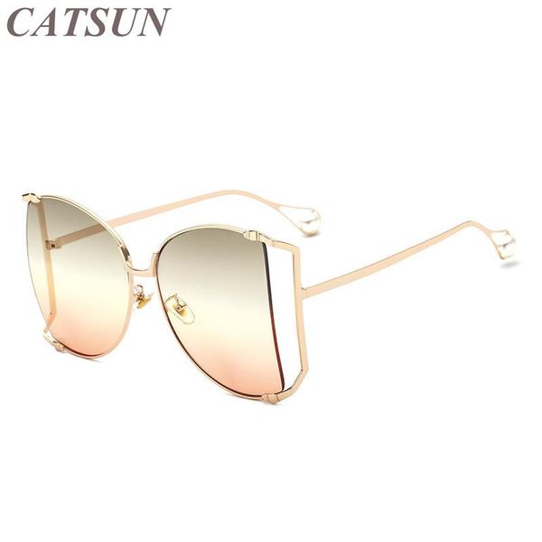 

sunglasses 2021 trend large frame pearl personality women's fashion colorful metal hollow temperament glasses uv400, White;black