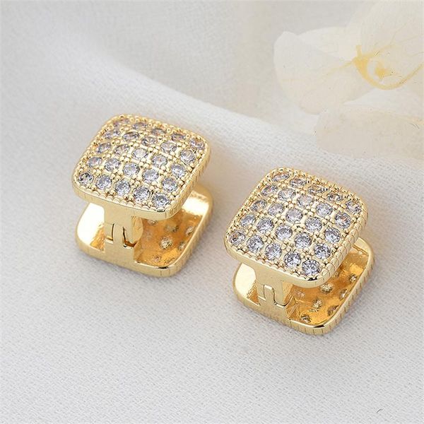 

stud celebrity fashion geometric earrings women's personality micro inlaid zircon stereo cool wind accessories, Golden;silver