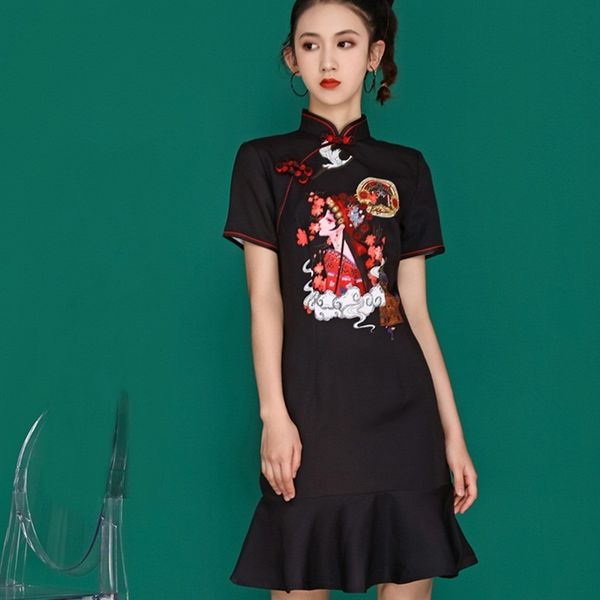 

modern chinese dress qipao 2021 new arrival traditional chinese dress mermaid dresses for women cheongsam oriental dress 10023, Red