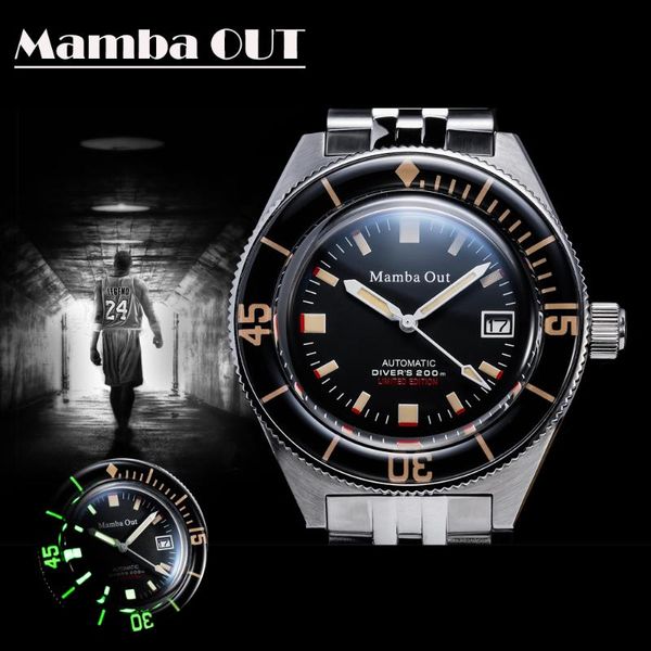 

wristwatches limited edition mamba mechanical diving watch sapphire glass japan nh35a movement 200m waterproof 50 xun barracuda luminous, Slivery;brown