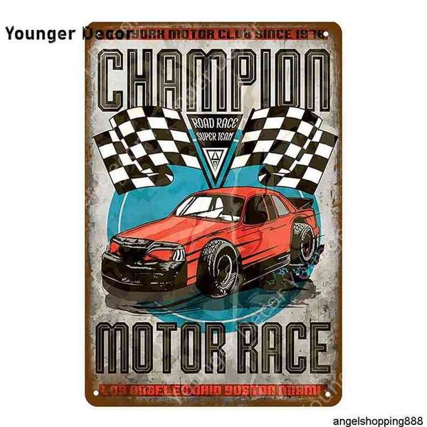 

american classic route 66 car metal signs rusty nutz decor champion motor race wall poster pub bar vintage iron plate yi-081
