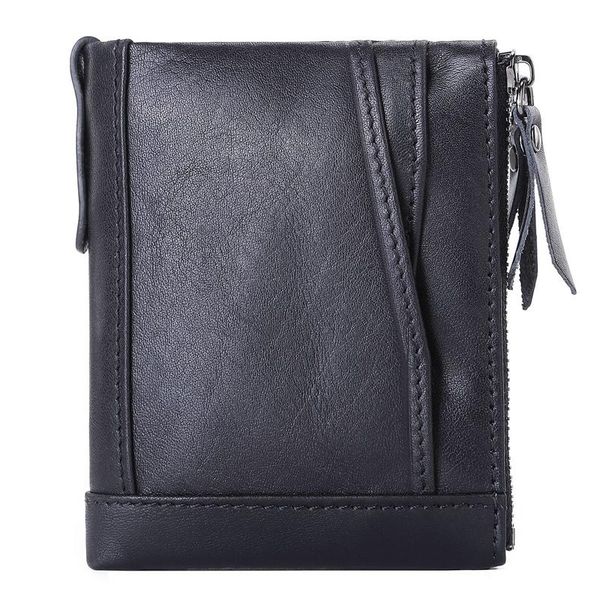 

wallets men wallet male rfid genuine leather card casual fashion women double zip multi holder retro clutch coin purse, Red;black