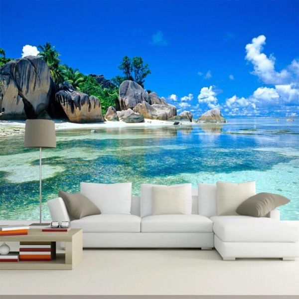 

custom 3d mural self adhesive wallpaper non-woven bedroom living room tv sofa backdrop ocean sea beach home decor wallpapers
