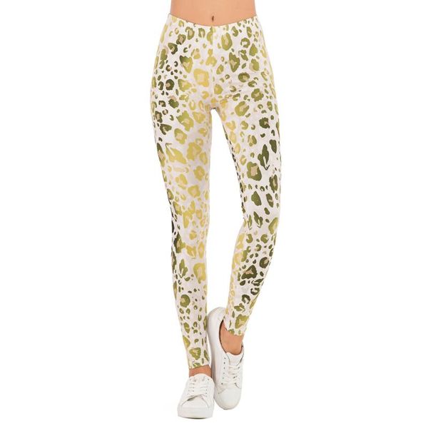 

women's leggings leggins slim legins high waist woman pants women fashion legging gold fluorescence leopard printing, Black