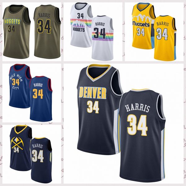 

2021 vintage men retro classic basketball jersey devin 34 harris breathable short black blue white size s-2xl, Black;red