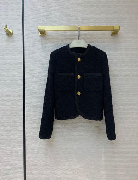 

women's jackets ladies high 2021 quality fashion long sleeve round neck tweed jacket small coat 1221, Black;brown