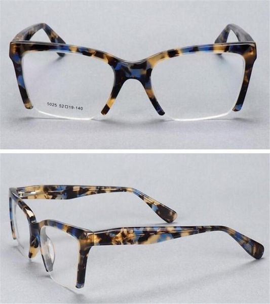 

fashion sunglasses frames half rim acetate glasses frame vintage women optical eyewear brand designer goggle clear lens retro myopia eyeglas, Black