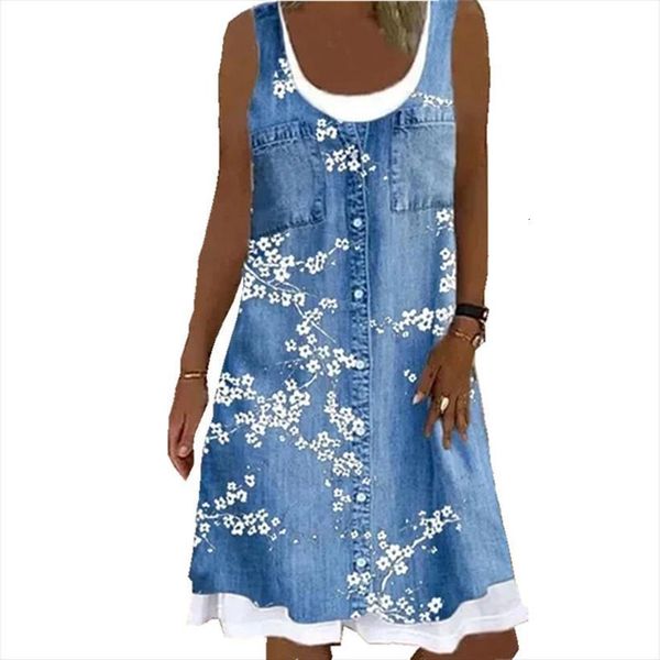 

plus size 3xl summer womens dresses sleeveless digital floral print casual beach a line vestidos, Black;gray