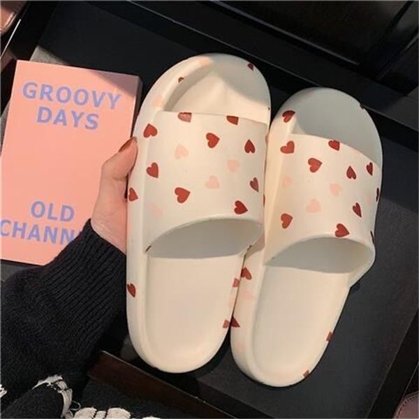 

lluumiu women shoes indoor cool soft bottom heart slippers fashion women slides light beach sweet slippers white, Black