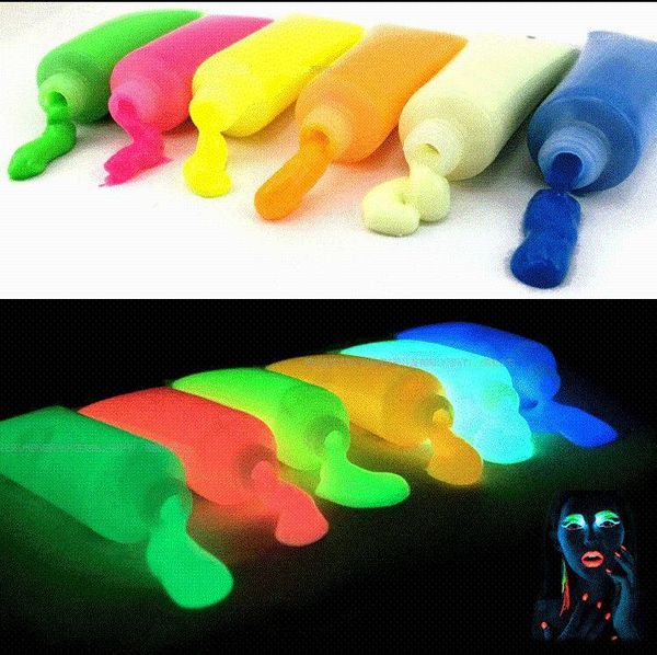 

wholesale-5x glowing face body blacklight paint 15g for party easter & halloween - 10 colors bright luminous acrylic paints1