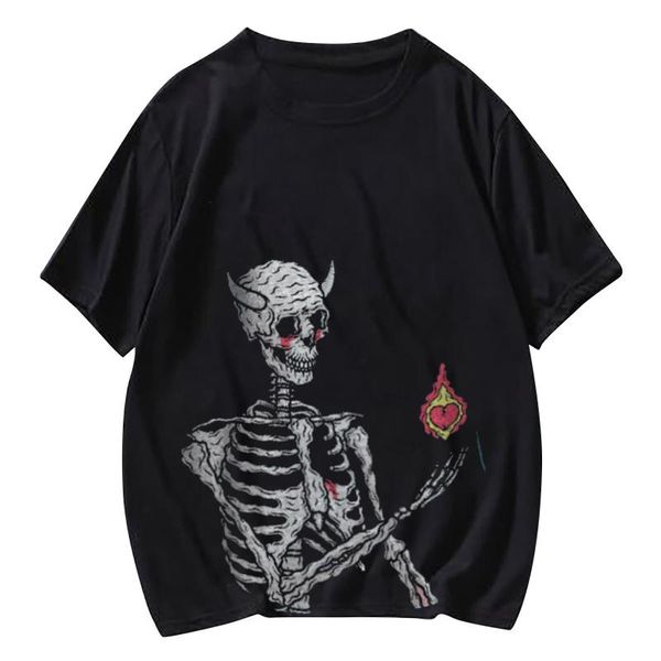 

women's t-shirt summer harajuku woman tshirts womens oversized t shirt solid personalized printing gothic clothes camisetas mujer, White