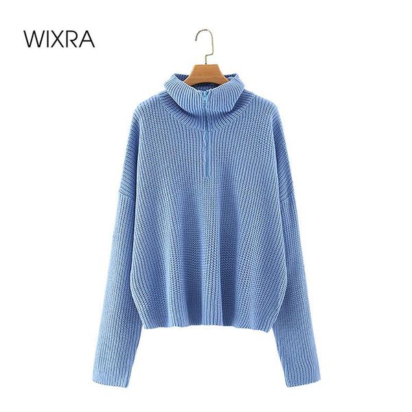 

women's sweaters wixra sweater long sleeve zipper jumpers women autumn turtleneck casual oversized clothes basic pullovers and, White;black