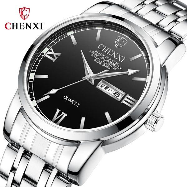 

wristwatches chenxi brand watches male full stainless steel strap waterproof wristwatch fashion business men watch relogio masculino, Slivery;brown