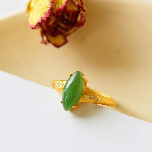 

silver natural an jasper horse eye diamond delicate light luxury elegant opening adjustable ring cluster rings, Golden;silver