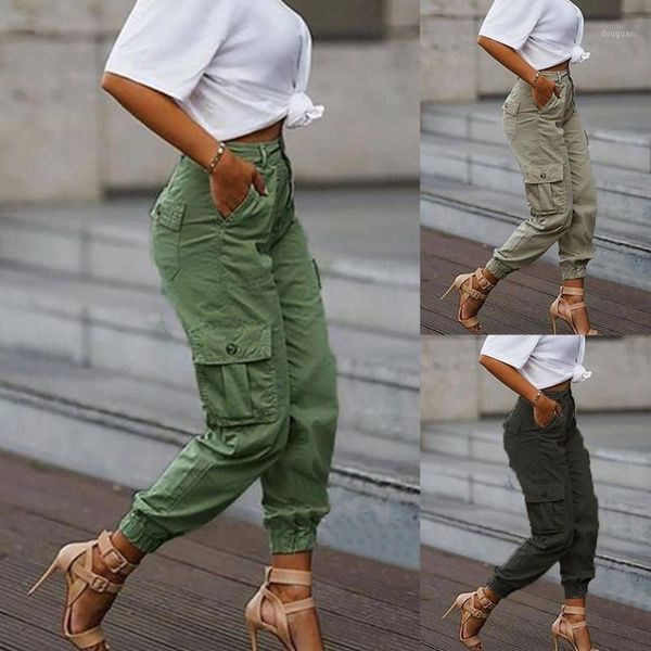 

women's pants & capris s women multi pockets high waist trousers loose cargo casual sweatpants fashion sport, Black;white
