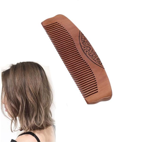

hair brushes 1pc double-sided carved sandalwood comb brush wooden care spa massage fashion, Silver