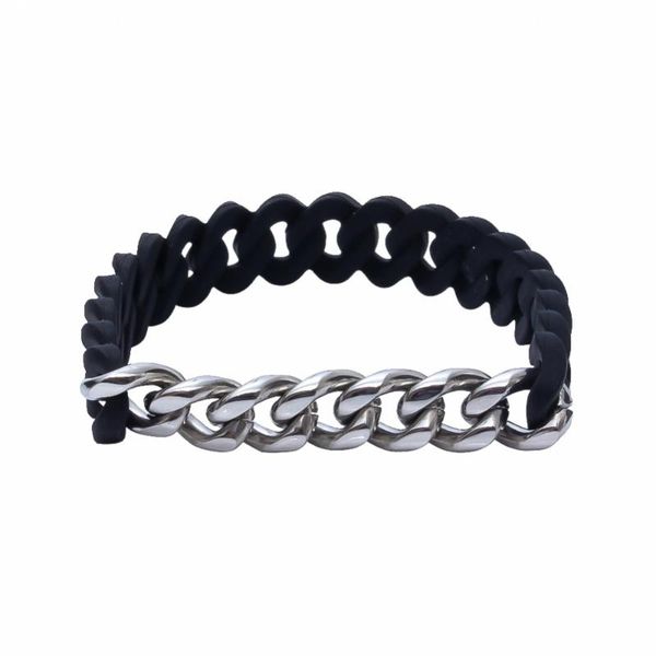 

charm bracelets fashion trendy black and silver titanium steel fried dough twist energy environmental protection silicone bracelet jewelry g, Golden;silver