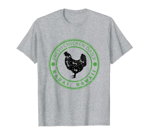 

kauai fresh chicken daily family vacation souvenir gift t-shirt, White;black