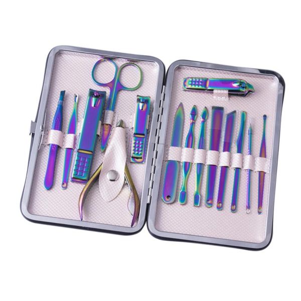 

nail art kits 15pcs professional manicure stainless steel clippers scissors suit tool;
