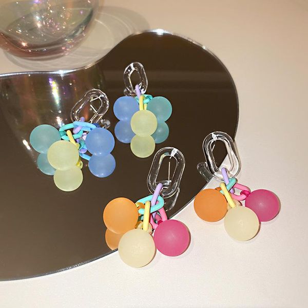 

dangle & chandelier 2021 fashion acrylic colorful round ball earrings long for women girl creative drop jewelry gifts, Silver