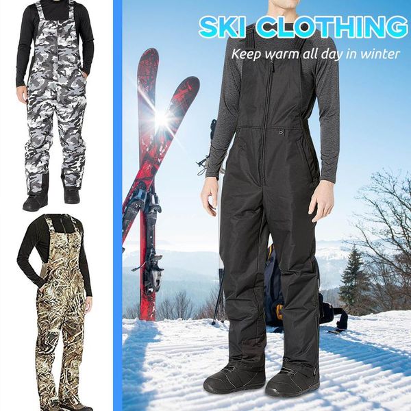 

men's skiing pants camouflage pocket jumpsuit suspenders trousers ski work overalls working uniforms plus size coveralls