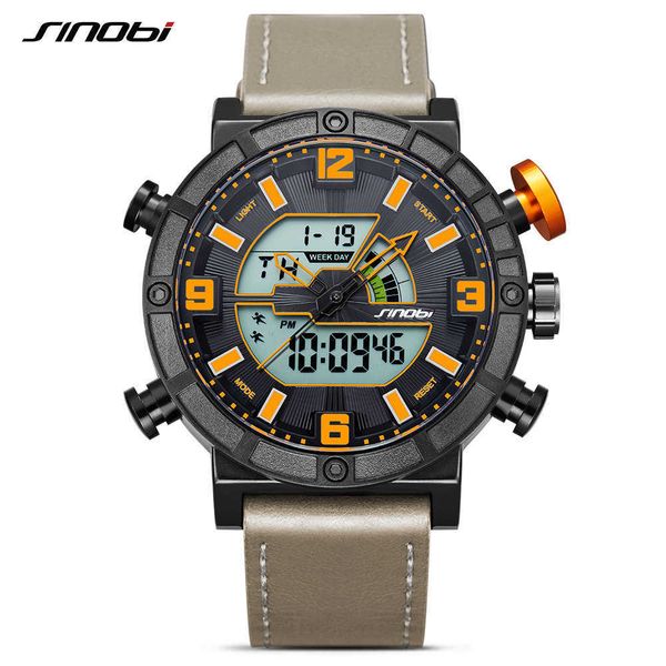 Sinobi Marka Erkek Spor Saatler Çift Ekran Analog Dijital Kuvars Saatı Su Geçirmez Yüzmek Askeri Saatler Reloj Hombre Q0524