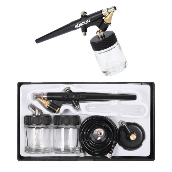 Pistole a spruzzo professionali KKmoon Pistola ad alta nebulizzazione Sifone Alimentazione Aerografo Kit di spazzole ad aria a singola azione per trucco Arte Pittura Tatuaggio Manicure 0