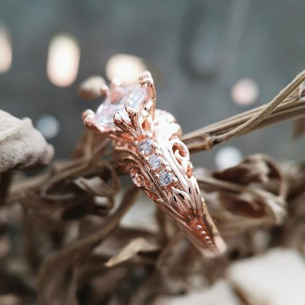 

wedding rings delicate vintage geometric women's rose gold engagement ring fashion charm crystal cut promise anniversary jewelry, Slivery;golden