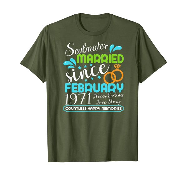 

married since february 1971, 49th wedding anniversary t-shirt, White;black