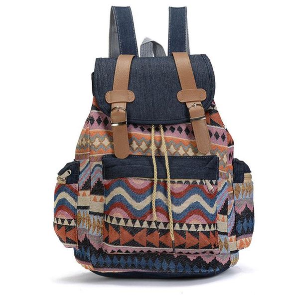 

women canvas vintinge backpack ethnic bohemian daypack schoolbag j60d school bags