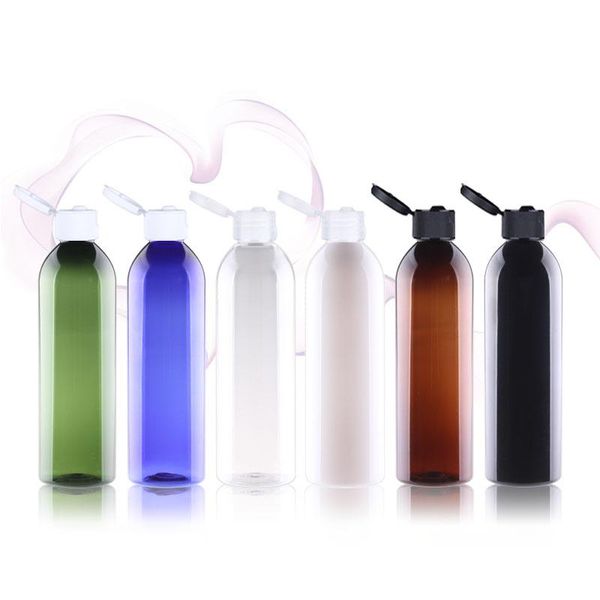 

24 transparent plastic cosmetic lotion cream bottle flip cap 250cc empty shampoo containers clear washing bottles storage & jars