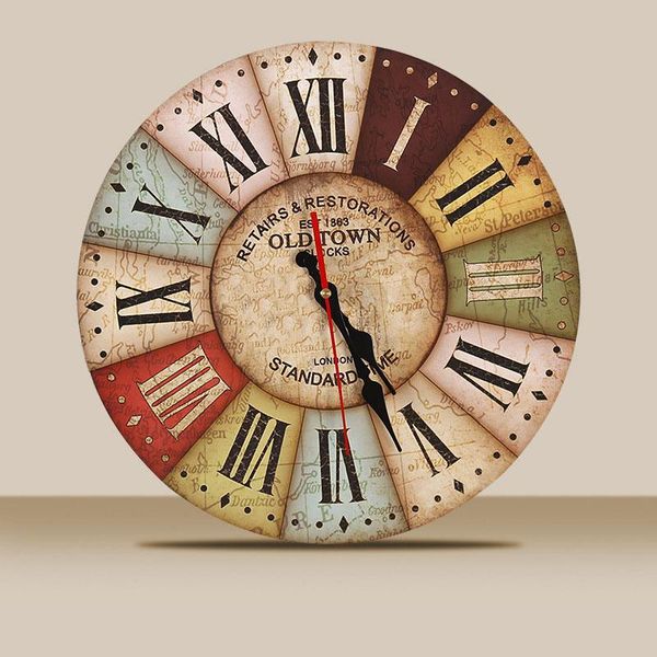 

wall clocks european clock watch mute wood hanging bar room retro fashion modern quartz creative decorations