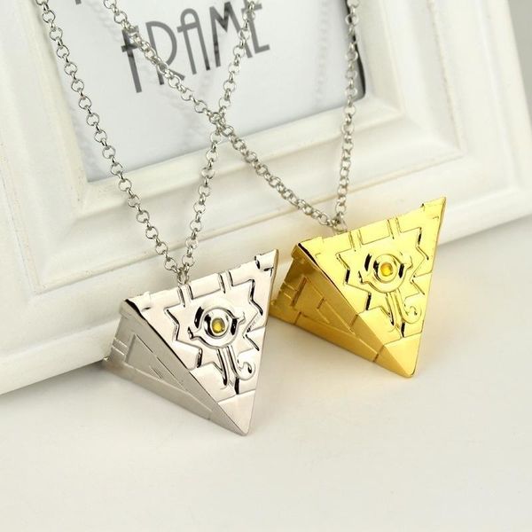 

charm bracelets yu-gi-oh block pendant key chain men's women's metal inverted pyramid ornament accessories party jewelry, Golden;silver